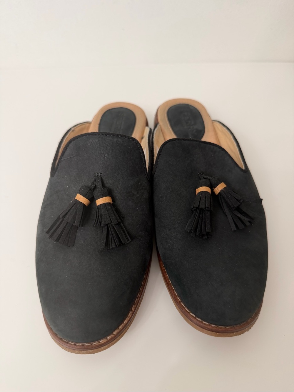 Sperry Black Tassel Backless Loafers Suede Size 8 - Picture 5 of 10